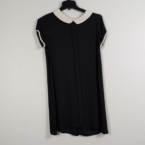 Pinkyotto Elegant Black Mini Dress with Cream Collar